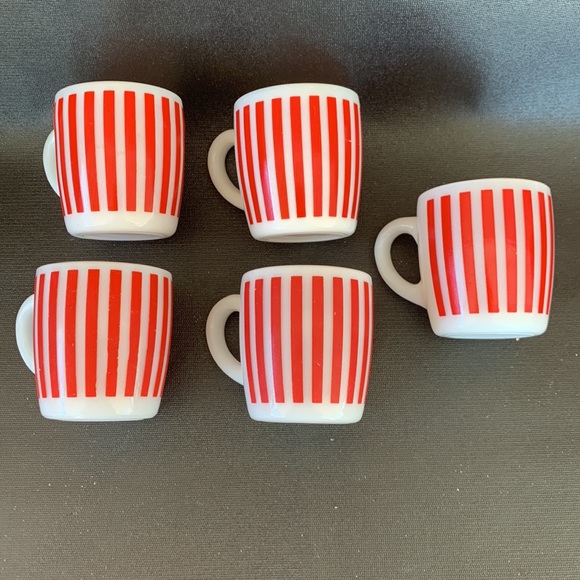 5 Hazel atlas, red and white striped coffee mugs - Picture 3 of 5